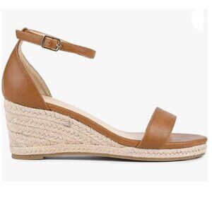 FOWT Brown Espadrille Ankle Straps Buckle Wedge Sandals for Women Open Toe